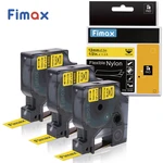 1PK Dymo 18488 18491 18490 Compatible For Flexible Nylon Laminated Label Tape 18489 12mm Black on White For Rhino Label Printers