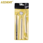 AZDENT Dental Cleaning Tools Set Mouth Mirror Stainless Steel Tweezers Elbow Probe Dentists Instrument Teeth Whitening Dentistry