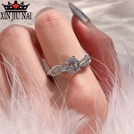 2019 Hot Six-claw Leaf 925anillos Silver Engagement Rhinestone Gem Zircon Ring Diamond Rings For Women Wholesale Lots Bulk