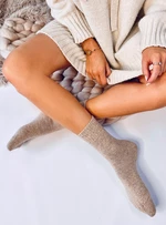 Béžové vlněné ponožky