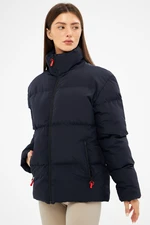 D1fference Women's Navy Blue Inflatable Winter Coat, With Inside Lined, Water And Windproof.