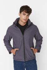 Trendyol Men's Gray Regular Fit Outdoor Jacket with Detachable Hood