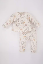 DEFACTO Baby Girl Patterned Long Sleeve Top Bottom Muslin 2-piece Set DEFACTO Baby Girl Patterned Long Sleeve Top Bottom Muslin 2-piece Set