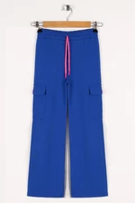 zepkids Girls' Sax-colored sweatpants with cargo pockets and wide legs.