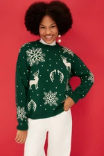 Trendyol Emerald Christmas Theme Jacquard-Knitwear Sweater