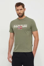 Bavlnené tričko Napapijri S-Aylmer pánske, zelená farba, s potlačou, NP0A4HTOGAE1