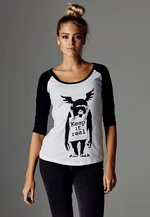 Women's T-shirt Banksy ́s Graffiti Ape Raglan Wht/blk
