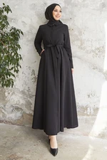 InStyle Emery Belted Shirt Collar Abaya - Black