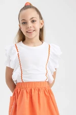 DEFACTO Girl Slim Fit Embroidered Short Sleeve T-Shirt