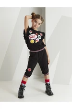 Mushi Girls' Stylish Black Overalls