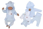 Novorozenecká sada 4D, body kr. rukáv, tepláčky, kabátek a čepička Z&amp;Z, modrá, vel. 50 (0-1m)