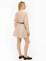 Beige Ribbed Short Cardigan with Balloon Sleeves ORSAY - Women