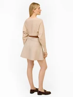 Beige Ribbed Short Cardigan with Balloon Sleeves ORSAY - Women