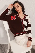 Bigdart 15803 Multicolored College Cardigan - Brown