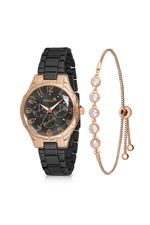 Polo Air Cut Glass Women's Wristwatch Luxury Zircon Stone Bracelet Combination Gold Color