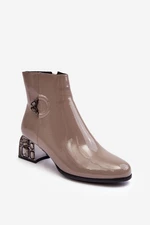 Patentované dámské kotníkové boty se zdobenými vysokými podpatky D&A šedá