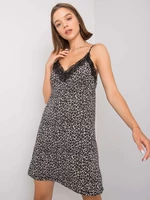 Black and grey dress with leopard pattern by Aubane RUE PARIS