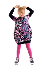 Mushi Leopard Patterned Pink Navy Blue Girl's Dress