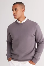 AC&Co / Altınyıldız Classics Men's Dark Gray Standard Fit Regular Cut Fleece 3 Thread Crew Neck Sweatshirt