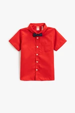 Koton Shirt with Bow Tie Short Sleeved One Pocket
