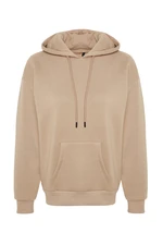 Trendyol Thick Mink, Fleece Inside Oversize/Wide Fit with a Hooded Basic Knitted Sweatshirt