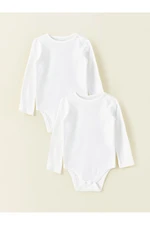 LC Waikiki Crew Neck Organic Cotton Basic Baby Girl Body With Snap Fastener. Pack of 2