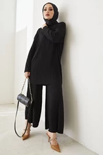 InStyle Mila Pleated Pants Tunic Double Suit - Black