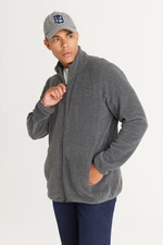 AC&Co / Altınyıldız Classics Men's Anthracite Anti-pilling Non-Pilling Standard Fit Stand-Up Bato Collar Sweatshirt Fleece Jacket