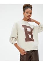 Koton Crew Neck Sweatshirt with Letters Printed Long Sleeves Ribbed