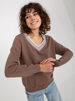 Basic brown cotton blouse with neckline