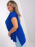 Cobalt blue blouse plus sizes with short sleeves