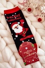 Children's socks "Merry Christmas" Nicholas Black and Red