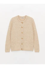 LC Waikiki Women's Crew Neck Straight Long Sleeve Knitwear Cardigan