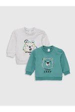 LC Waikiki Crew Neck Long Sleeve Printed Sweatshirt for Baby Boy 2-pack.