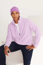 AC&Co / Altınyıldız Classics Men's Lilac Anti-pilling Non-Pilling Standard Fit Stand-Up Bato Collar Sweatshirt Fleece Jacket