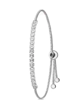 Polo Air Women's Adjustable Thin Baguette Watertrack Bracelet with Zircon Stones.