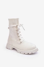 Women's boots with lace-up sock white Gentiana