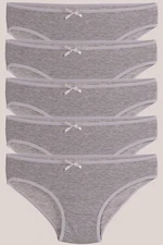 armonika Women's Gray Cotton Lycra Bikini Panties 5 Pack