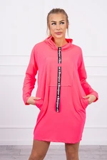 Dress with tie pink neon