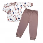 Dětské pyžamo 2D sada, triko + kalhoty, Cosmos, Mrofi, béžová/bílá, vel. 116 (5-6r)