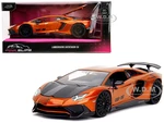 Lamborghini Aventador SV Orange Metallic with Carbon Hood "Pink Slips" Series 1/24 Diecast Model Car by Jada