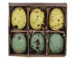 Veľkonočná dekorácia Vyfúknuté vajíčka, 6 ks, zelené%