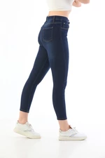 BİKELİFE Granatowe spodnie jeansowe z lycry w dużych rozmiarach