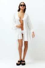 Trendyol Bridal Black Belted Mini Woven Frilly Kimono & Kaftan