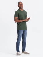 Ombre Casual men's t-shirt with patch pocket - dark olive