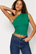 Trendyol Green Asymmetric One-Shoulder Waistband Elastic Knitted Blouse