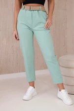 Trousers with wide mint belt