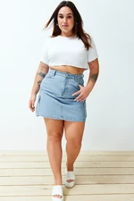 Trendyol Curve Blue Cargo Pocket Mini Denim Skirt