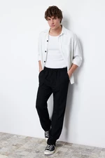 Trendyol Black Slim Fit Rib Detailed Slim Fit Fabric Trousers