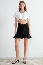 Trendyol Black Frilly Mini Skirt